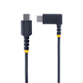 Miniatyrbild 3 av 4: USB-C-kabel - StarTech.com - 15 cm - 60W PD 3A - Vinklad Svart - Robust Aramidfiber