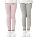 Miniatyrbild 1 av 4: Legging - jegging - tregging Adorel - PAT091-140 - Leggings i ensfärgad bomull, lång byxa, katt, flicka, set med 2 Grå, rosa 2-3 år