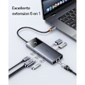 Miniatyrbild 2 av 4: USB C-hub - Baseus - 10 Gbps - 4K 60Hz HDMI - 100 W PD - 6 i 1 med Ethernet RJ45