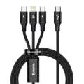 Miniatyrbild 1 av 4: BASEUS CAMLT-SC01 Typ-C till Micro USB-Typ-C-Lightening PD Strömkabel 20W 1,5m Svart