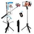Miniatyrbild 1 av 6: Selfie-pinne 3-i-1 - Grundig - Utdragbar stativ - Bluetooth-fjärrkontroll - Kompatibel med smartphone