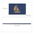 Miniatyrbild 4 av 6: Relaxdays Kokosmatta, segelbåtmotiv, utomhus- och innomhusmatta, maritim, L x B 60 x 40 cm, blå/natur Blå