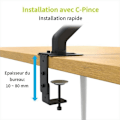 Miniatyrbild 5 av 6: ACROPAQ Stöd för PC-skärm 17" till 27" - Universell monitorarm med fjäder - 360° rotation - Bords tjocklek 10-80mm - Snabb montering - Svart