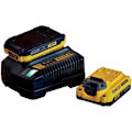 Miniatyrbild 1 av 5: Pack med 2 batterier 18V 2 Ah + laddare 2A - Stanley Fatmax - Kompatibel med STANLEY FATMAX V20-serien - SFMCB12D2-QW Gul
