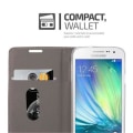 Miniatyrbild 3 av 4: Cadorabo Samsung Galaxy A3 2015 (5) fodral i gråsvart tyg-imiterad läderdesign med 360° flik Mörkgrå