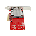 Miniatyrbild 1 av 4: SSD-adapter M.2 - STARTECH - X8 DUAL - PCIe NVMe/AHCI - 1 To - PCI Express 3.0 - Svart
