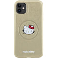 Miniatyrbild 6 av 6: Coque för iPhone 11 - Hello Kitty Hardcase Läder Hello Kitty Läder Kitty Huvud MagSafe (HKHMMN61PGHCKD) - Guld gyllene
