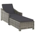 vidaXL Chaise longue med kudde, mörkgrå flätad resin grå
