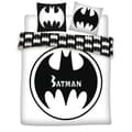 Sängset - BATMAN - Modell Logotyp - 240x220 cm - 3 delar - Tryckt Vändbar Vit