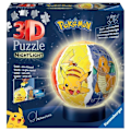 Miniatyrbild 1 av 3: Pokémon Illuminated Ball 3D-pussel - Ravensburger - 72 numrerade bitar - Lysande bas - Från 6 år Flerfärgad