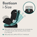 Miniatyrbild 5 av 6: Evolutionsbart stol 40-150 cm LIONELO Bastiaan i-Size - 360° svängbar bas - ISOFIX - Från 0 till 36 kg - Grupp 0/1/2/3 - Svart Svart grå