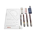 Miniatyrbild 3 av 4: rOtring College Set, mekanisk penna 0,5 + 3 Isograph 0,2/0,3/0,5 mm + radergummi + fodral med 12 HB-kablar + 23 ml bläckflaska + kompassklämma