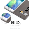 Miniatyrbild 4 av 4: Cadorabo Samsung Galaxy A3 2015 (5) fodral i gråsvart tyg-imiterad läderdesign med 360° flik Mörkgrå