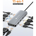 Miniatyrbild 2 av 4: USB C-dock - NOVOO - USB C-hubb 11 i 1 - Dubbel HDMI 4K - Snabbladdning 100W - Gigabit Ethernet
