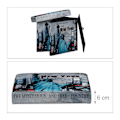 Miniatyrbild 5 av 6: Relaxdays praktisk hopfällbar pall för förvaring, stabil, med lock, New York, 38 cm höjd grå, blå, svart