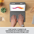 Miniatyrbild 3 av 6: Logitech tablettangentbord Azerty Combo Touch trådlöst tangentbordsfodral för iPad 9:e generationen, 8:e generationen och 7:e generationen Grå