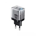 Miniatyrbild 1 av 5: WEKOME WP-U02 Mecha Series - 2x USB-C Super Fast GaN 40W väggladdare (Silver)