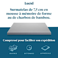 Miniatyrbild 2 av 4: Lucid - LU75142030BT-EU - 7,5 cm Memory Foam Madrass Topper med Bamboo Charcoal - Madrass Topper 140 x 200 cm