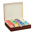 Miniatyrbild 1 av 6: Relaxdays Teebox, 12 fackor, trä, organiserare, stor förvaring, display, HLP 7,5 x 29 x 26 cm, brun mörkbrun
