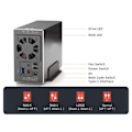 Miniatyrbild 3 av 4: USB 3.0 5G bay box för 2 SATA hårddiskar. 50W strömförsörjning, 32TB kapacitet. HARDWARE RAID 0 1 0+1
