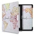 Miniatyrbild 1 av 4: kwmobile eReader Fodral Kompatibel med Kobo Aura Edition 1 - PU Läder Magnetic Flap Cover - World Map Travel Black