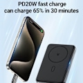 Miniatyrbild 6 av 6: Trådlös extern batteri, Typ-C, 10 000 mAh, PD20W, PD20W, LED-indikator - Acefast (M6-10000) - Vit