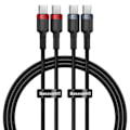 Miniatyrbild 1 av 6: Cabel för laddning Baseus Cafule USB-C till USB-C 100W 1 m (2 stycken) Röd Svart + Grå Svart