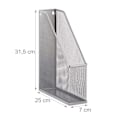 Miniatyrbild 4 av 6: Relaxdays Tidningsställ nät tidningshållare dokumenthållare metall A4 till C4 väggmontering, silver silver-