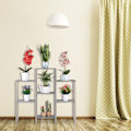 Miniatyrbild 5 av 6: Relaxdays blomsterställning, enkelt och chict design, inomhus, vardagsrum, kök, växtställning, HLP 70 x 89 x 27 cm, grå Grå
