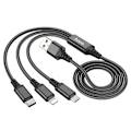 Miniatyrbild 2 av 6: USB-A till Type-C, Lightning, Micro-USB, 2A, 1m - Hoco Super (X76) - Svart