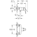 Miniatyrbild 4 av 4: GROHE Start Flow engrepps duschblandare, väggmontering, gängad anslutning för 1/2" slang, metallrosetter ingår, 23771000