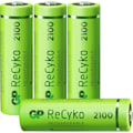 Miniatyrbild 1 av 4: Uppladdningsbart batteri LR6 (AA) NiMH GP Batterier ReCyko+ HR06 120210AAHCE-C4 2100 mAh 1,2 V 4 st.