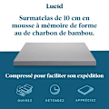 Miniatyrbild 2 av 4: Lucid - LU10141930BT-EU - 10 cm Memory Foam Övermadrass med Bambu Charcoal - Övermadrass 140 x 190 cm