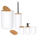 Miniatyrbild 3 av 6: Badrumsaccessoarer - Vilde - 6 delar - Vit plast - Bambu - Modern design Vit