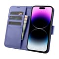 Ljust lila 2-i-1 plånboksfodral i läder för iPhone 14 Pro, RFID-skydd.