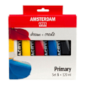 Miniatyrbild 2 av 5: Akrylfärg - Amsterdam - 5 rör - Primära färger - 5 x 120ml Titanvitt, Oxid svart, Primär gul, 