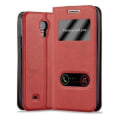 Miniatyrbild 1 av 4: Cadorabo Fodral Samsung Galaxy S4 RED SAFRAN VIEW Fodral Fodral Fodral Magnetskydd stöder stativ och fönster