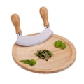 Miniatyrbild 1 av 6: Relaxdays Berceuse med örter, Halvmåne hackare med skärbräda, rostfritt stål örternas kniv, bambuskärbräda, HxD: 2 x 20 cm, natur ljusbrun, silverfärgad