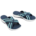 Miniatyrbillede 1 af 2: Kvinder Cross Strap Sandaler Hjemmesko med åben tå strandsko Blue 40
