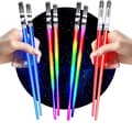 Lysende spisepinner, sett med 4 par - LED-glødende sushipinner med 8 fargemoduser - Gjenbrukbart Sci-Fi-design