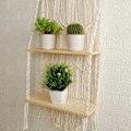 Miniatyrbillede 2 af 5: Makrame Væghængt Hylde Boho Træ Flydende Hylder Makrame Tapestry Rack