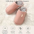 Miniatyrbillede 4 af 5: Elektrisk Fodvarmer 3 Gear Vinter Opvarmede Hjemmesko Usb Hurtig Opvarmning Fodvarmer Pink M