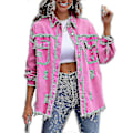 Miniatyrbillede 1 af 5: Oversized denimjakke til damer, slidt og med flænger