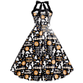 Miniatyrbillede 2 af 3: Halloween Kvinder Sommer Slanke ærmeløse A-line Flare Solkjoler COLOR 6 L