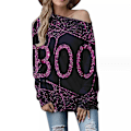 Miniatyrbillede 1 af 2: Kvinder Slouchy Shirts Halloween Græskar Langærmede Sweatshirts Pullover COLOR 3 2XL
