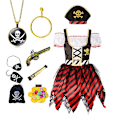 Pikkukuva 1 / 5: Pirate Cosplay -mekko tytöille, jossa on puhvihihat ja kaulakorutarvikkeet 1 M(5-6Y)