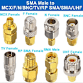 Miniatyrbillede 3 af 5: 16 Type SMA-stik SMA-adapterkits SMA til MCX/TV/F/N/BNC/UHF/RP-SMA Lige Type Nikkel Guld P