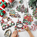 Miniatyrbild 3 av 5: 6 st Jul Diamantmålning Hängande Skylt Set 5D Tomte Snögubbe Diamantkonst Set för Vuxna DIY Konst Hänge Ornament Kit Akryl Julgran W