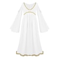 Miniatyrbilde 1 av 5: Romersk gresk gresk Athena Goddess Cosplay-kjole Jenter Gold Trim Halloween-kostyme Rollespill Party Lang Fancy Dress XL