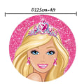 Miniatyrbillede 1 af 5: Barbie Circle Baggrunde Til Pige Fødselsdag Runde Baggrund Elastisk Polyester Circle Baggrund Cylinder Dæk Bord Banner Party 4X4FT